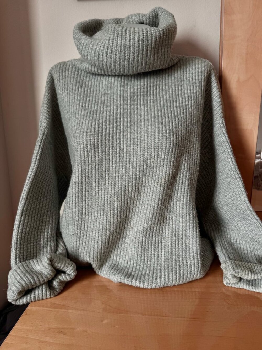 H&M Grey Cable-Knit Cowl Neck (Women's Size XS)